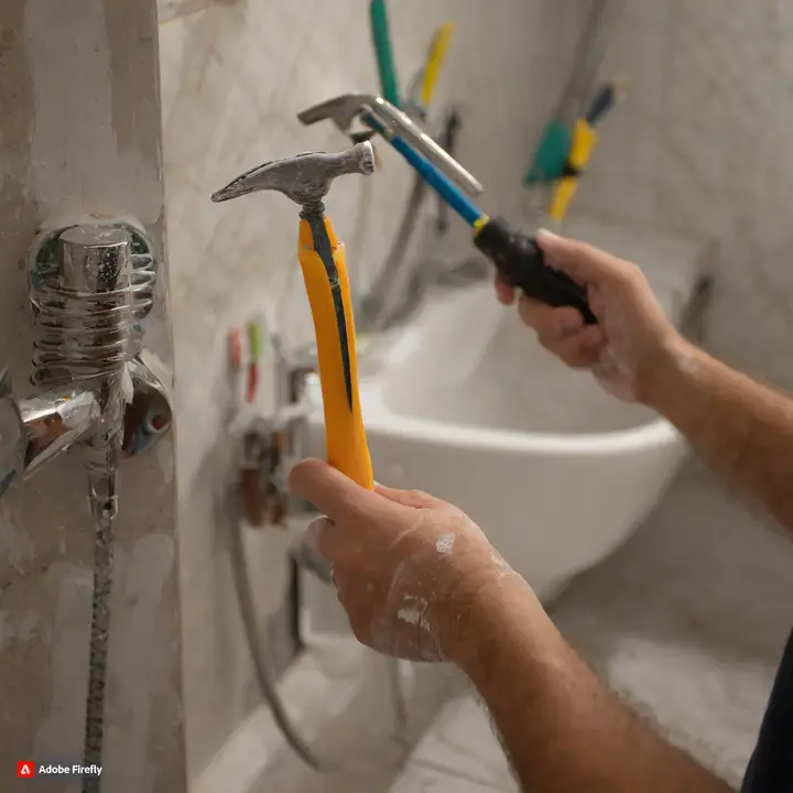 Albañil trabajando en la reforma de un baño en Córdoba
