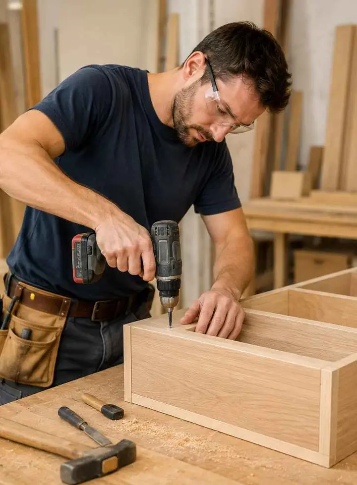 Carpintero montando un mueble a medida en Córdoba